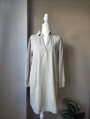 C&C California Sage Green Lyocell Shirt Dress Size S Long Sleeve Pockets